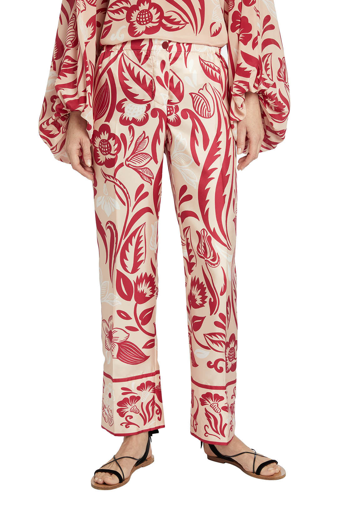 Pantalon Velours Imprimé Floral Bordeaux F.R.S For Restless Sleepers - Taille M, Femme, Occasion Très Bon état